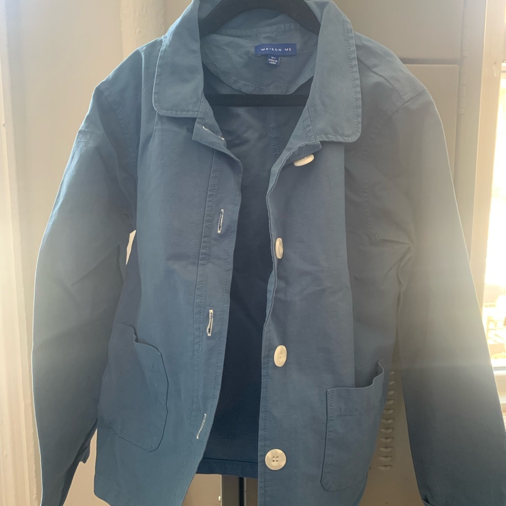 Kids Chore Jacket /  Navy Button-Up Jacket, Sz 10  Boys/Girls/Unisex (LIKE NEW*)
